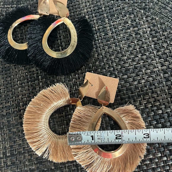 2 Pair Tassel Hoop Earrings - Picture 6 of 8